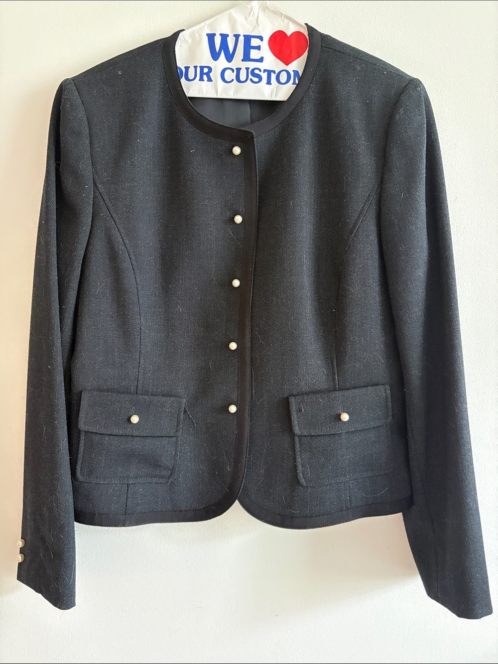 Tahari size 12 Black Pearl-Button Women's Jacket